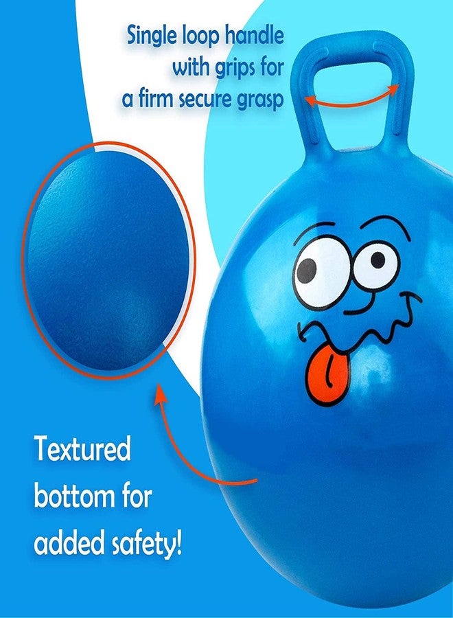 Dratal 65 Centimeter Jumping Hopping Inflatable Sit and Bounce Hop Ball for Kids with Air Pump Included, Hip-Pity Bouncy Ball with Handles Playing (Blue) - Image 5